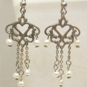 Sterling Freshwater Pearl Scroll Earrings